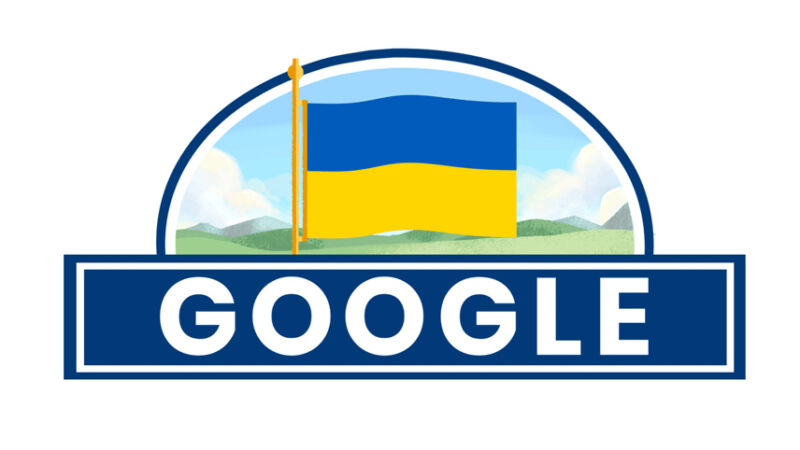 Une Version Caricaturale Du Drapeau Ukrainien.