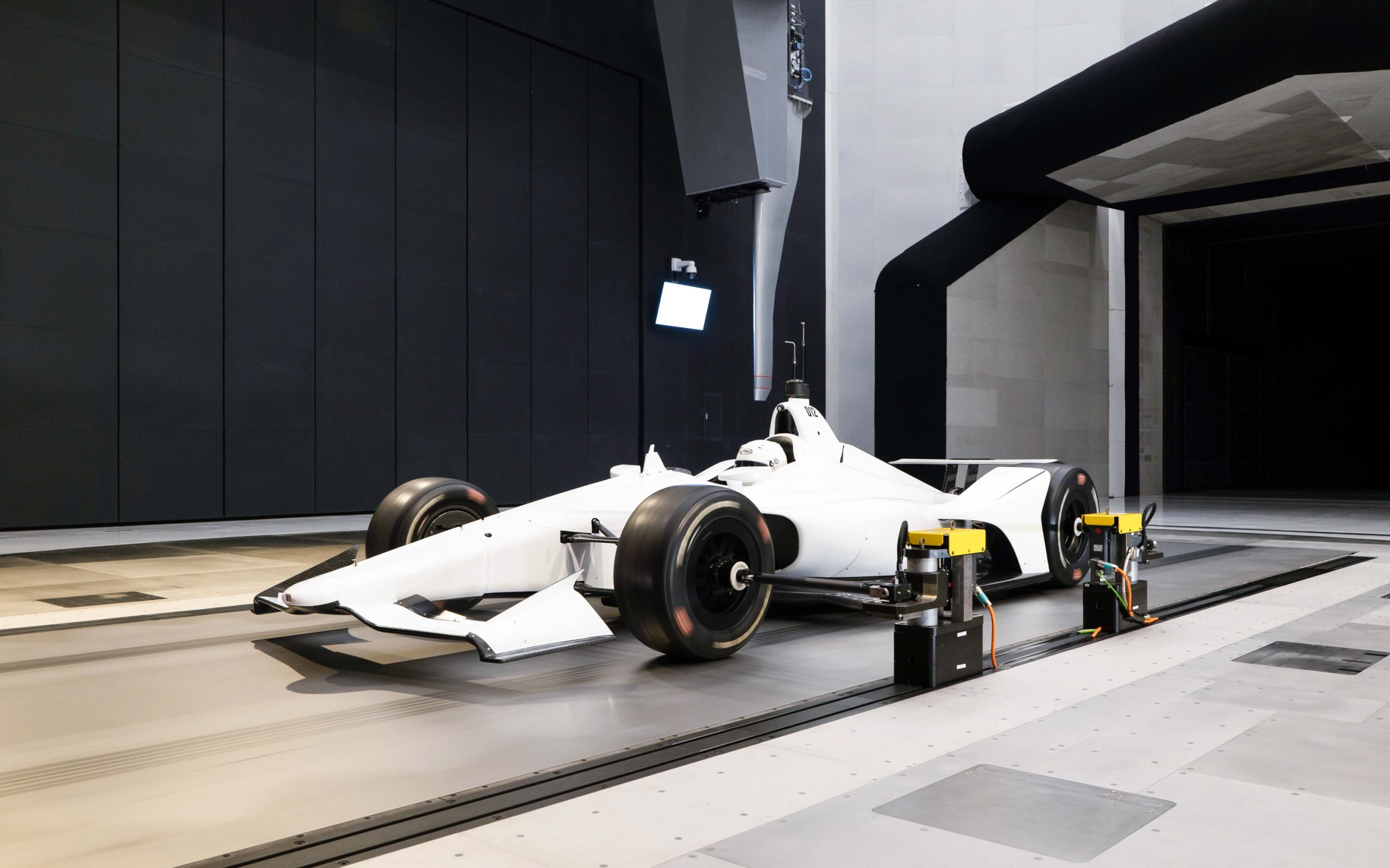 An IndyCar undergoing aerodynamic testing