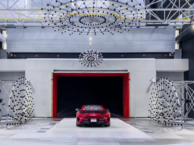 An Acura NSX undergoing an aeroacoustic test