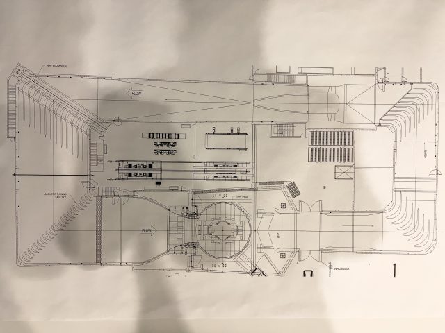 An architectural drawing showing the plan view of the HALO wind tunnel