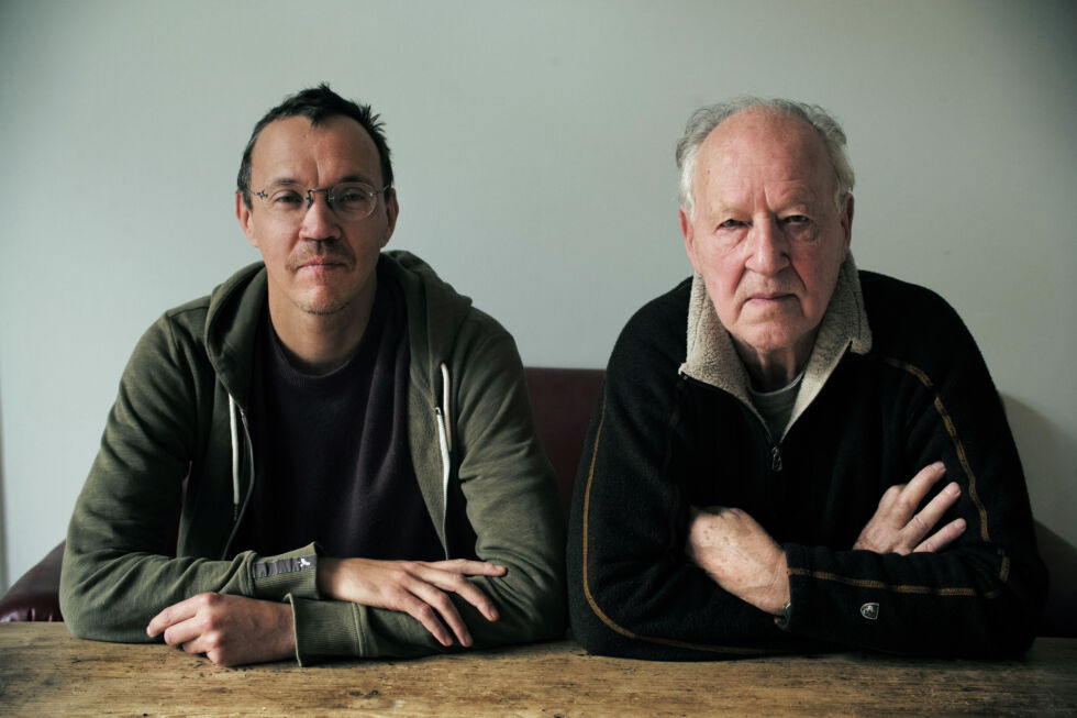 Writer/director Rudolph Herzog (left) poses with producer/narrator Werner Herzog (right).