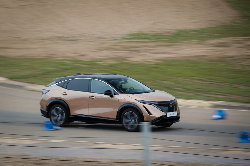 Not your usual track day: Nissan laid cones down to simulate intersections and roundabouts, and it even brought along some stop signs. Sections of the track replicated a highway, the city, and mountain roads.