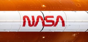 Photo of SLS rocket and Orion spacecraft.