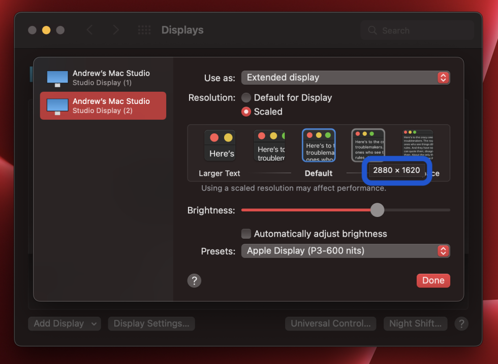 To this day, macOS tooltips will tell you "looks like" non-Retina resolution numbers when you set different scaling modes. 