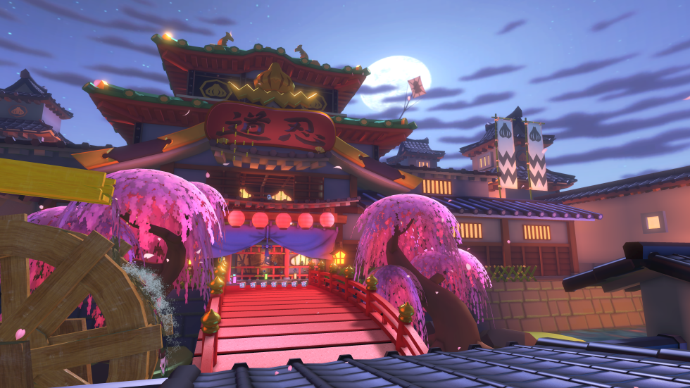 A preview of what to expect from the rich blues and purples of Ninja Hideaway on <em>MK8D</em>.