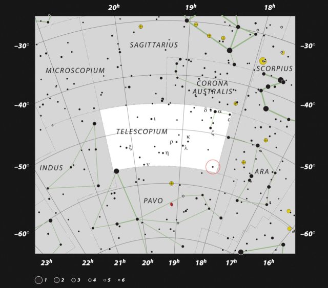 Το HR 6819 βρίσκεται στον αστερισμό του Τηλεσκοπίου.