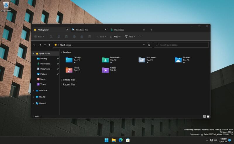 La bolsa compuesta de actualizaciones beta de Windows 11 incluye pestañas ocultas del Explorador de archivos