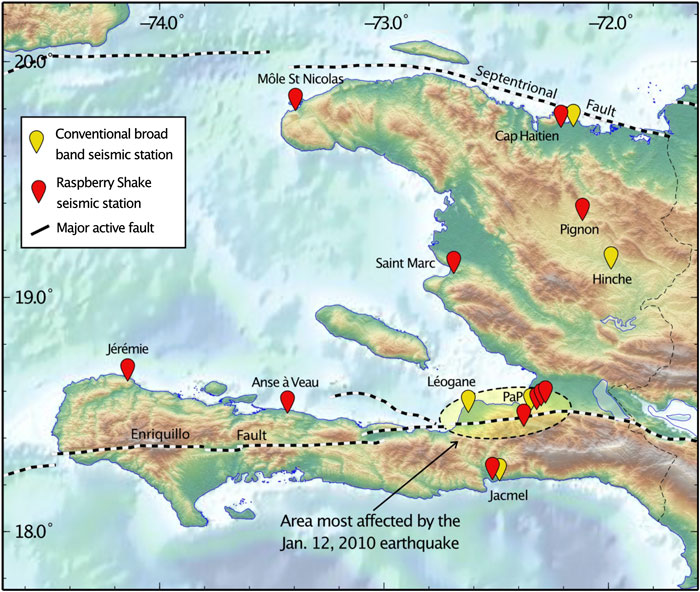 The Raspberry Shake network in Haiti.