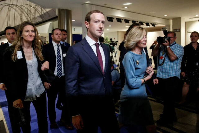 Mark Zuckerberg, chief executive officer and founder of Facebook, departs after testifying at the EU parliament in Brussels, Belgium, in 2018.