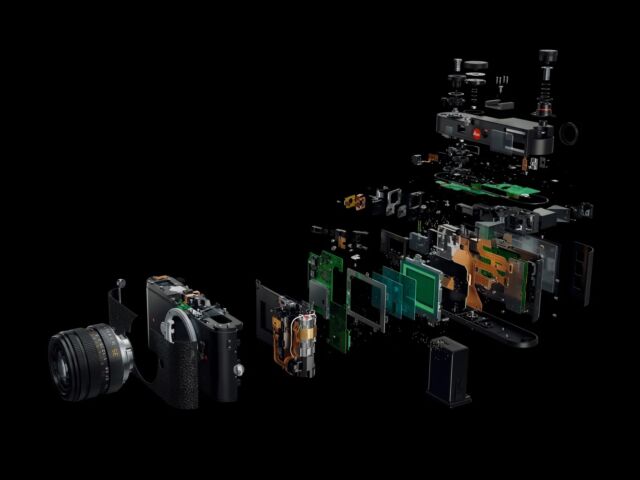 An exploded view of the camera.