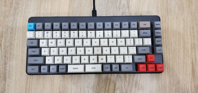 No RGB, trying different layouts and (included) keycap colors. 