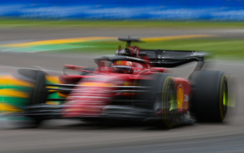 Charles Leclerc of Monaco driving the Ferrari F1-75 on track during the F1 Grand Prix of Emilia Romagna at Autodromo Enzo e Dino Ferrari on April 24, 2022, in Imola, Italy. 