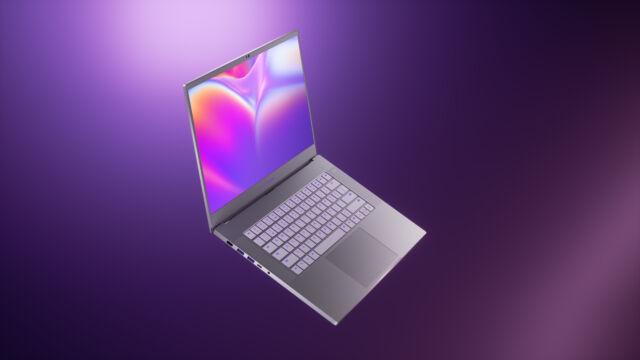 Avec sa finition fine et argentée, le Tensorbook ressemble à l'ordinateur portable de productivité Razer's Book. 