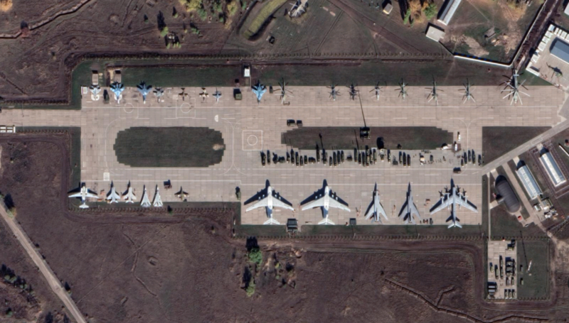 A Russian airbase as seen from space.