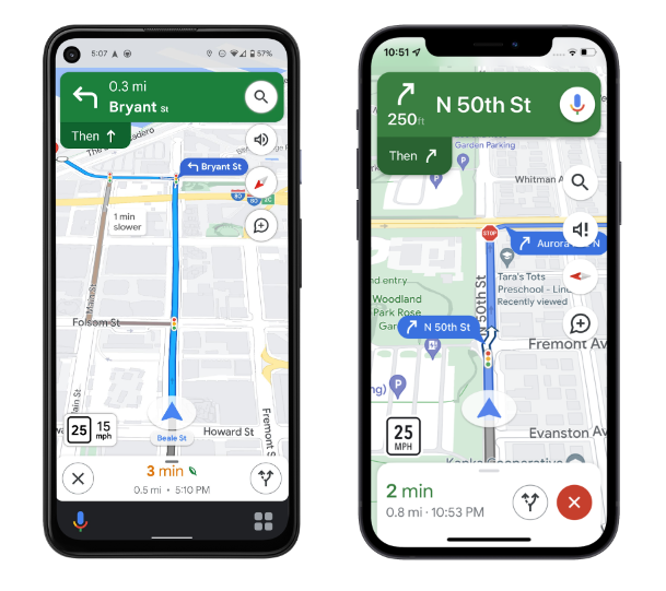 Look at all those excellent advise! Maps indicates traffic lights, location signs, and building outlines wearing navigation mode. 