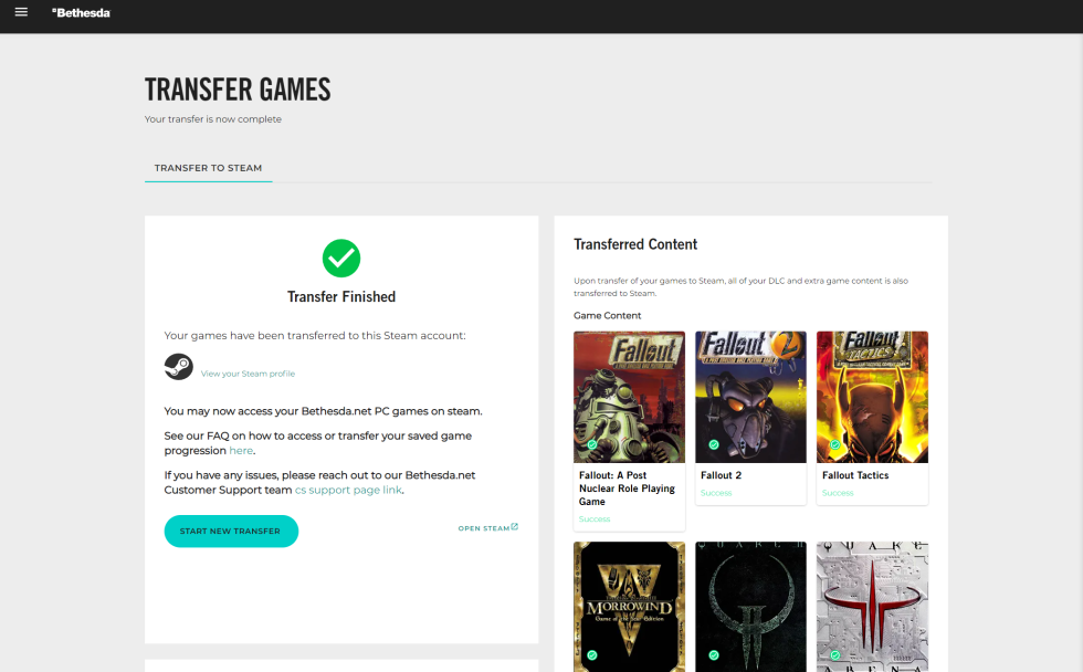 Success!  Goodbye forever, Bethesda Launcher.