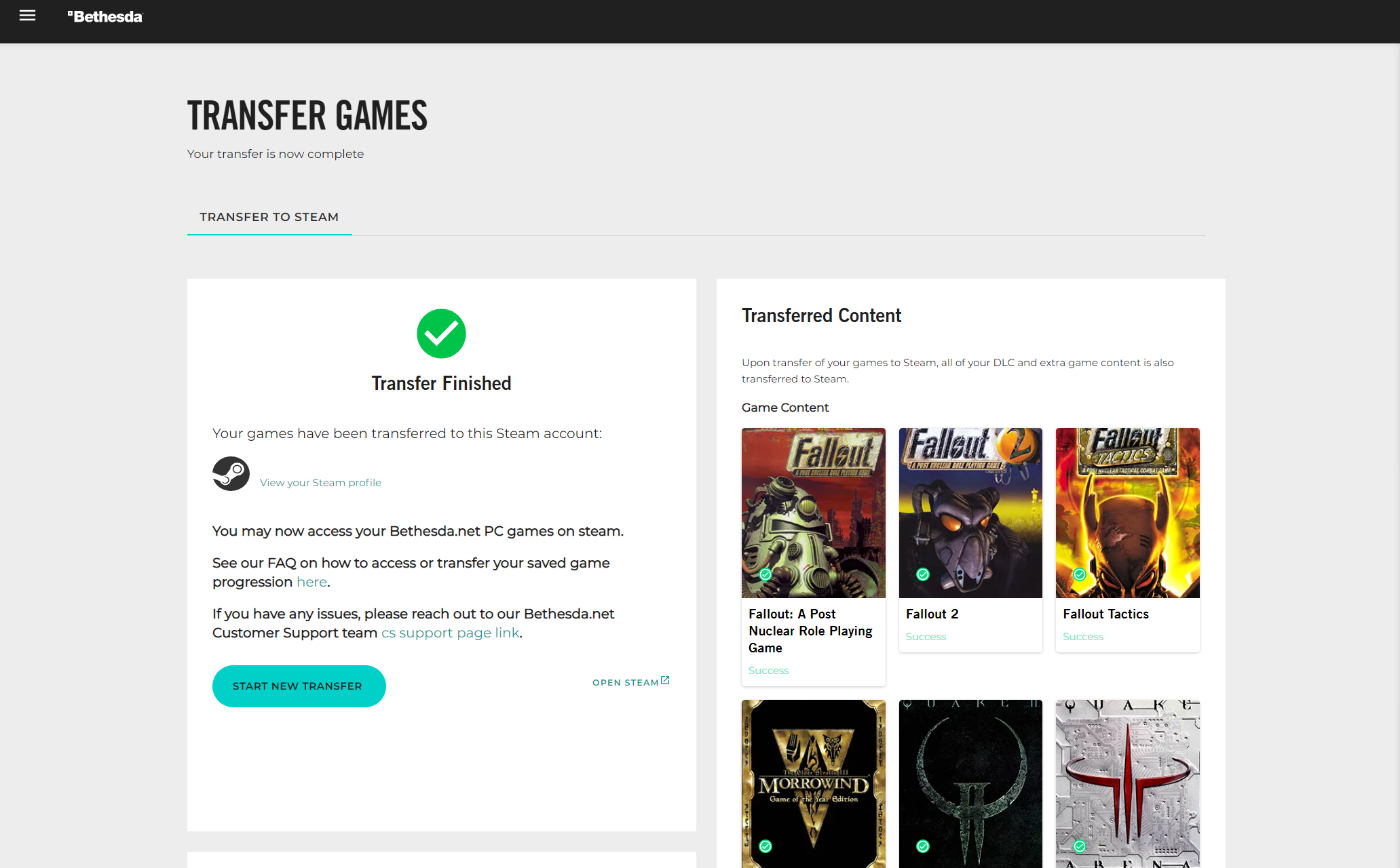 Success! Goodbye forever, Bethesda Launcher.