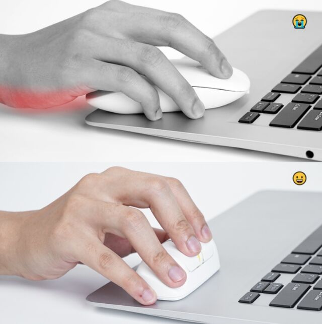 ConceptPix claims that the hand on the bottom image is more comfortable than the hand on the top image. 