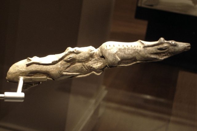 The 13,000-year-old <em>Swimming Reindeer</em> sculpture is now housed in London's British Museum.