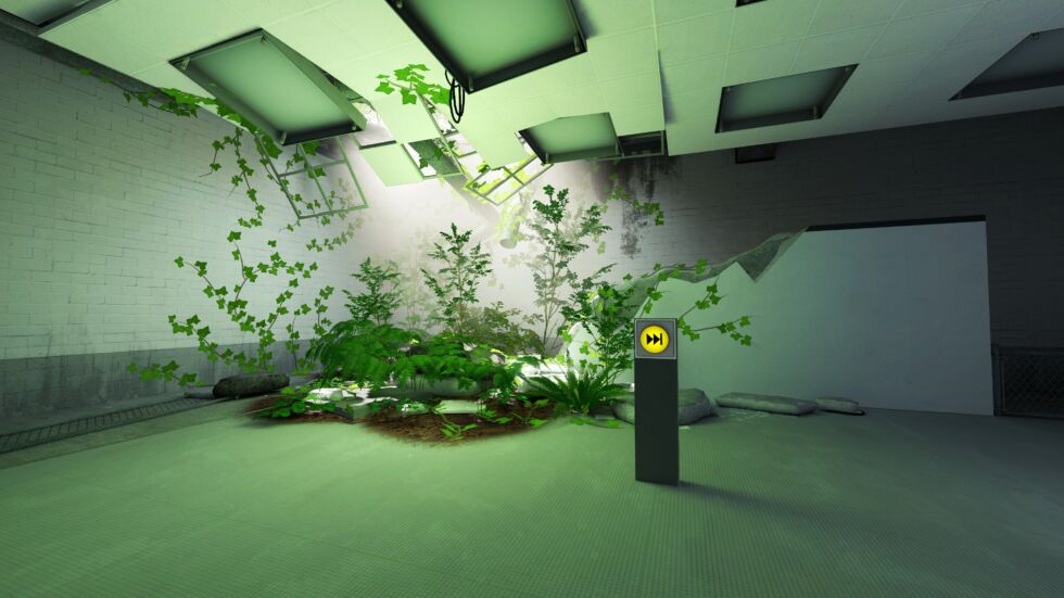 Stanley saw an explosion of florae in an otherwise drab room. What should he do next? Should he push the nearby button? And what should <em>you</em> do as Stanley's virtual custodian?