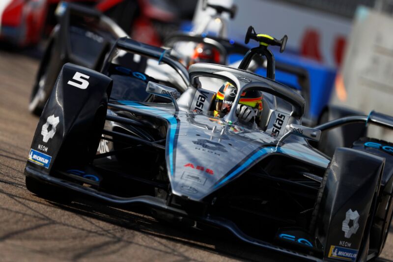 Stoffel Vandoorne, Mercedes Benz EQ, EQ Silver Arrow 02 during the Berlin E-Prix II at Berlin Tempelhof Airport on Sunday August 15, 2021, in Berlin, Germany. Next year this team will become part of McLaren Racing.