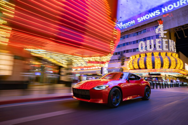 A red Nissan Z in Las Vegas