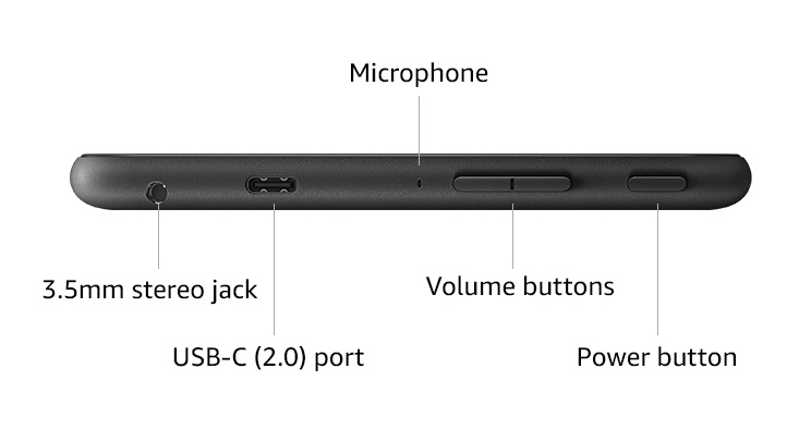 The Fire 7 tablet is equipped with a USB-C port.
