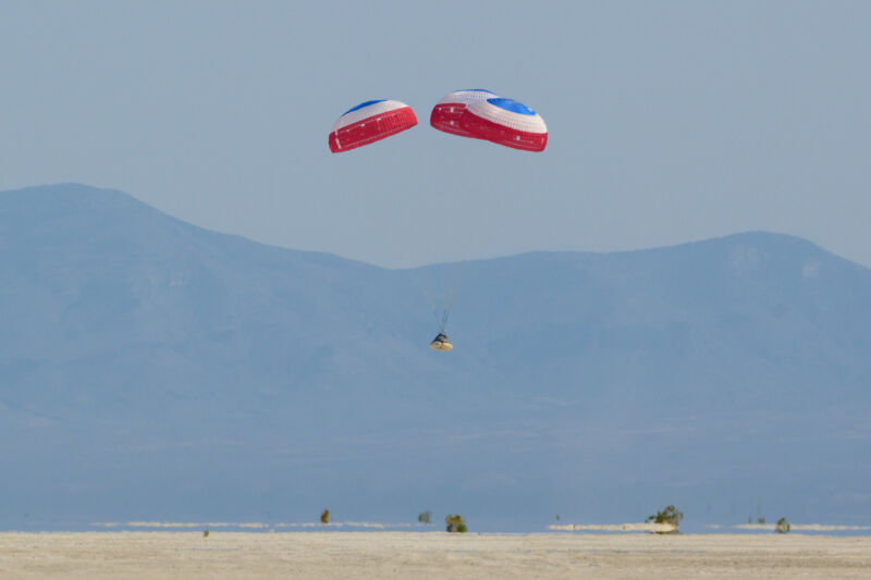 The Starliner spacecraft landed within 500 meters of its intended target in New Mexico on Wednesday evening.