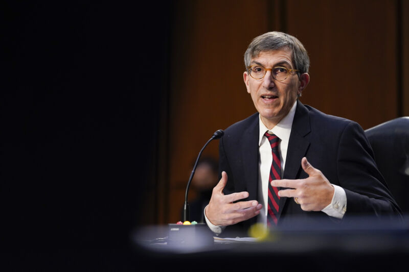 Dr. Peter Marks, Director of the Center for Biologics Evaluation and Research within the Food and Drug Administration, testifies during a Senate Health, Education, Labor and Pensions Committee hearing on the federal coronavirus response on Capitol Hill on March 18, 2021 in Washington, DC.