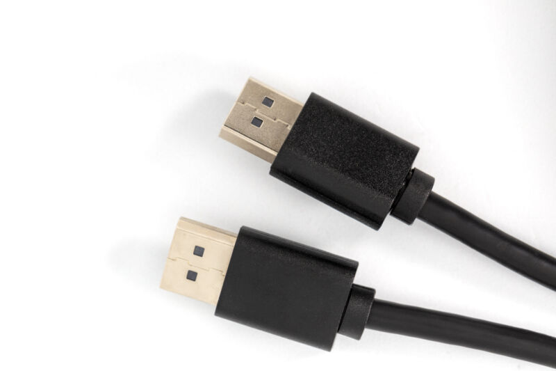 Cable Displayport on an isolated white background