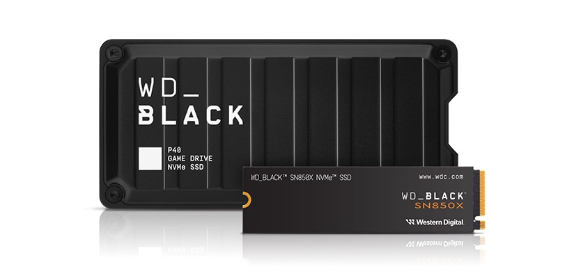 The WD Black SN850X and external WD Black P40 Game Drive SSDs.