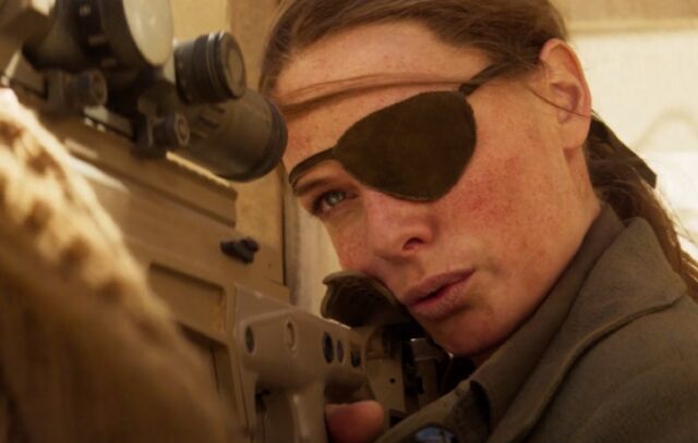 Rebecca Ferguson's Ilsa Faust wears a deadly blindfold after an unfortunate incident involving space debris.