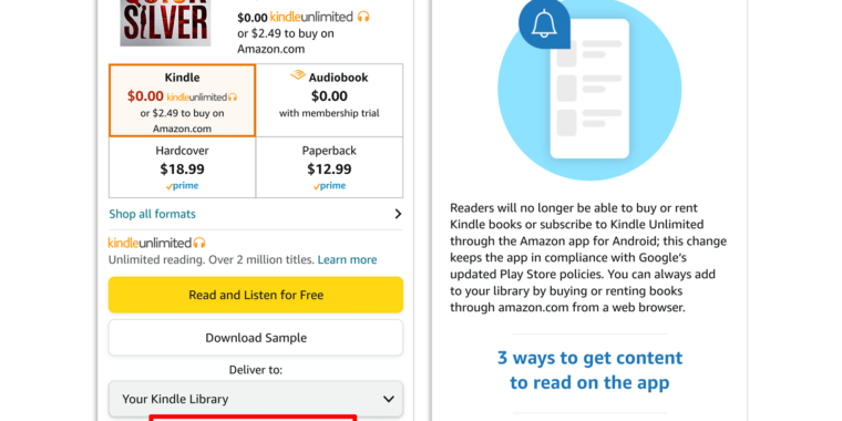 Photo of Las compras de libros Kindle de Amazon son la próxima víctima de la facturación de Google Play