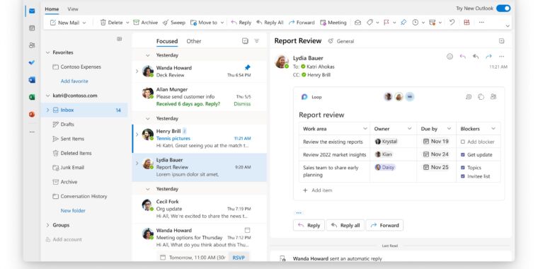 Microsoft previews a new totally redesigned Outlook for Windows app – Ars Technica