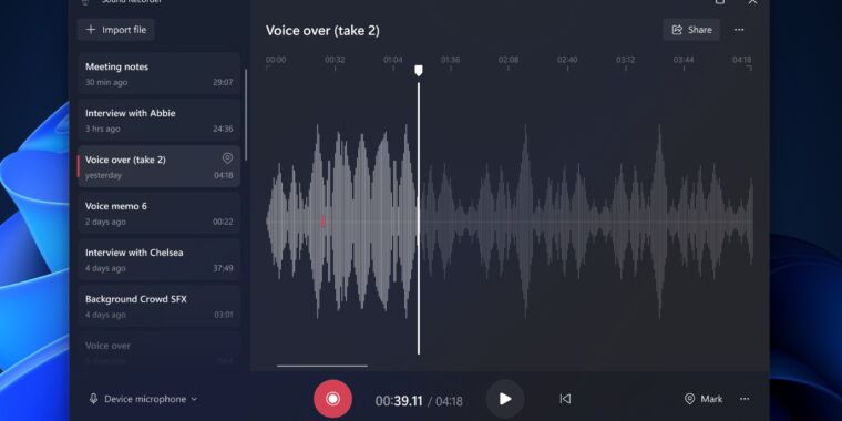 Windows 11’s Sound Recorder is bringing back features that were removed years ago