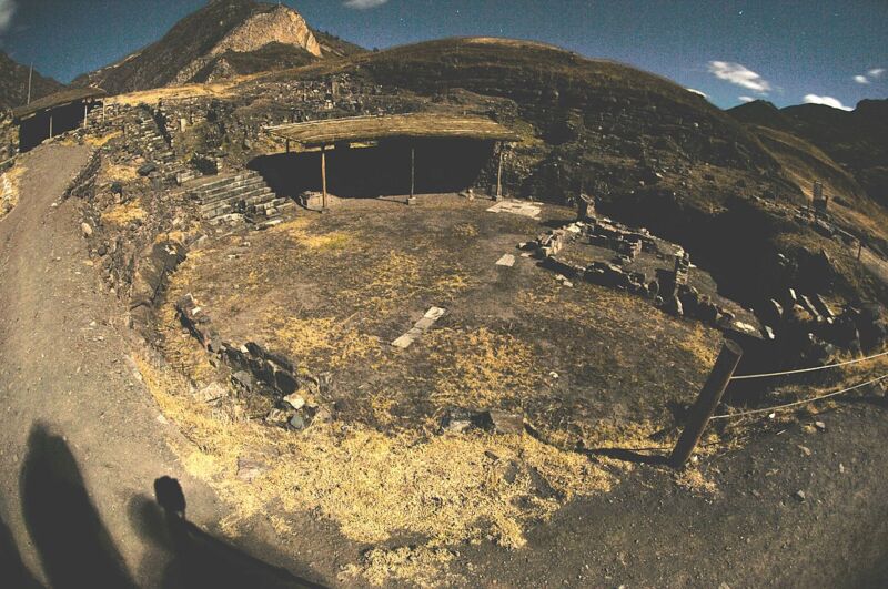 The circular plaza at Chavin de Huantar—once a ceremonial gathering space, and later the site of a village.