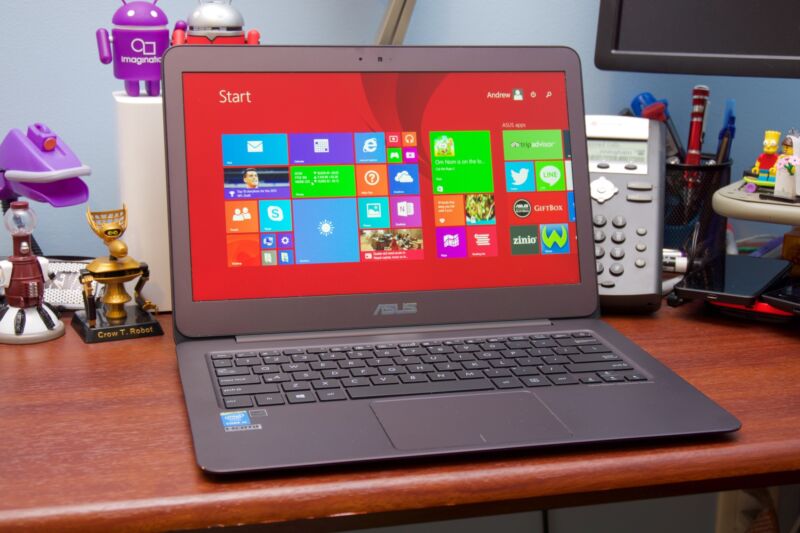 An Asus ZenBook running Windows 8.