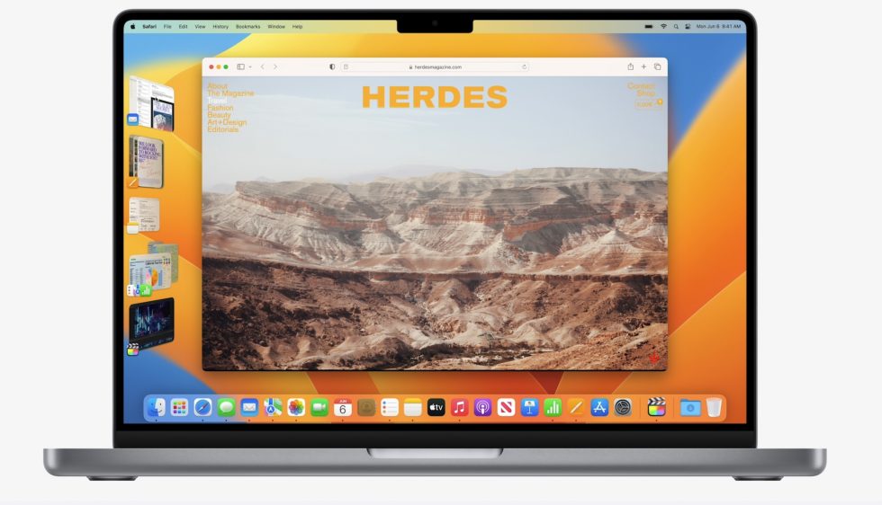 The Stage Manager feature in macOS Ventura.