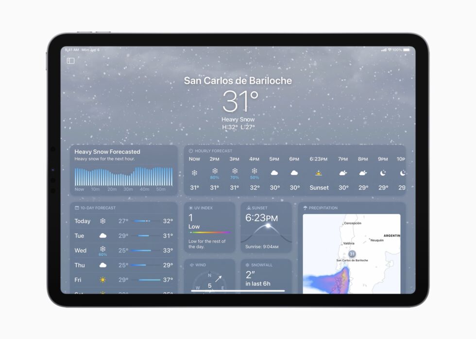 The iPad will finally get its own version of the Weather app. 
