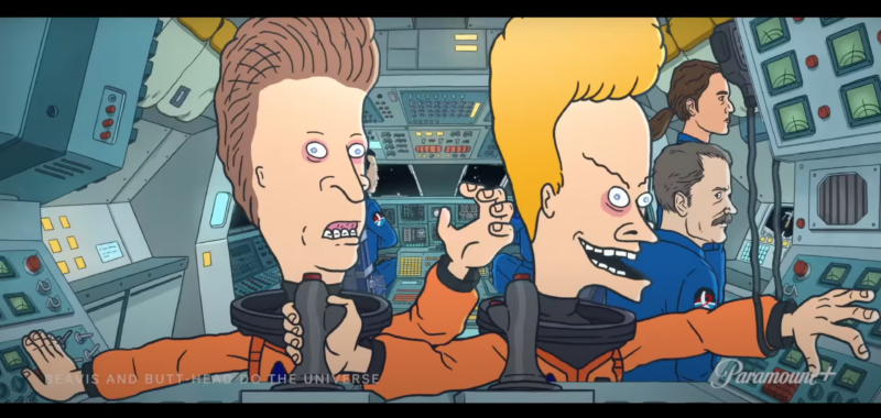 Beavis and Butt-Head, seen here likely succumb to the madness of space.