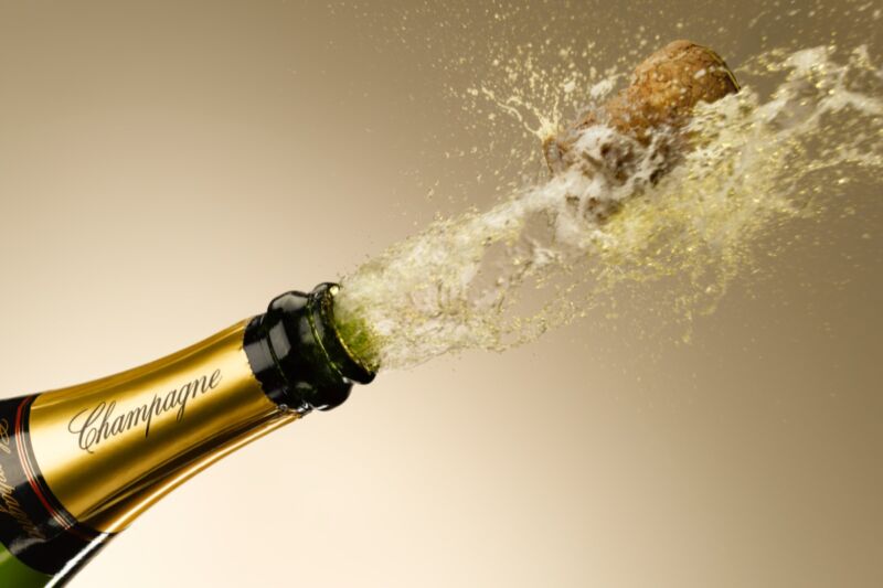 You're going to burn your eyes out: a popped champagne cork ejects CO2 at supersonic speeds