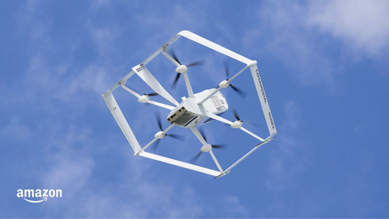 Amazon's latest delivery drone design, the MK27-2. 