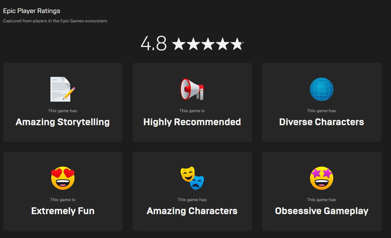 The Epic Games Store “Ratings and Polls” update - Epic Games Store