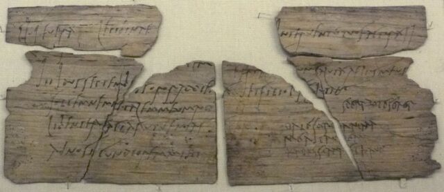 Vindolanda tablet 291, circa 100 CE: An invitation from Claudia Severa to Sulpicia Lepidina, inviting her to a birthday party.