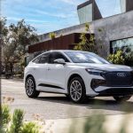 A white Audi Q4 e-tron Sportback