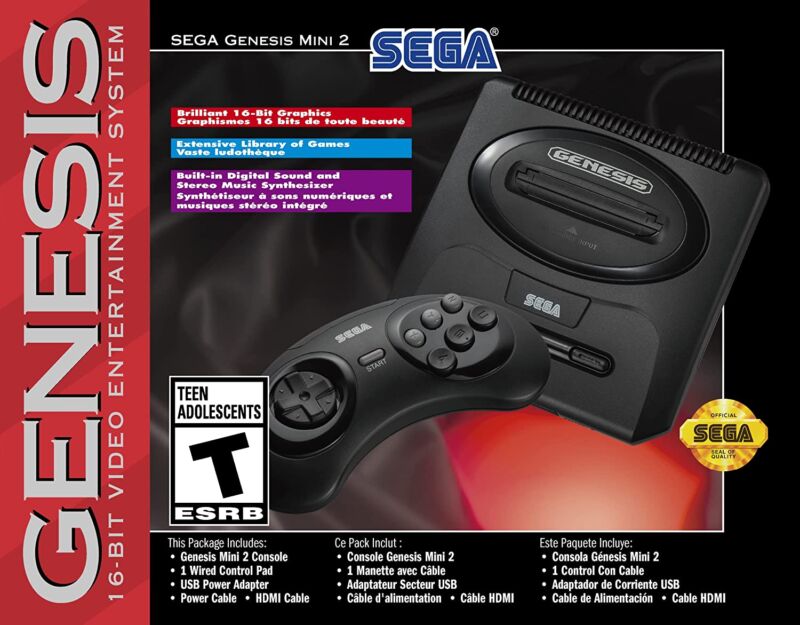 Like the previously announced Japanese "Mega Drive Mini 2," this "Genesis Mini 2" will be modeled after the system's "Model 2" variant—and has the same box design as the old "Core System" look of the mid-'90s.