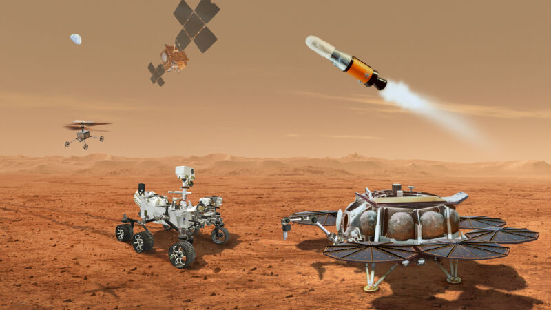 Image of all the vehicles involved in the planned NASA sample return.