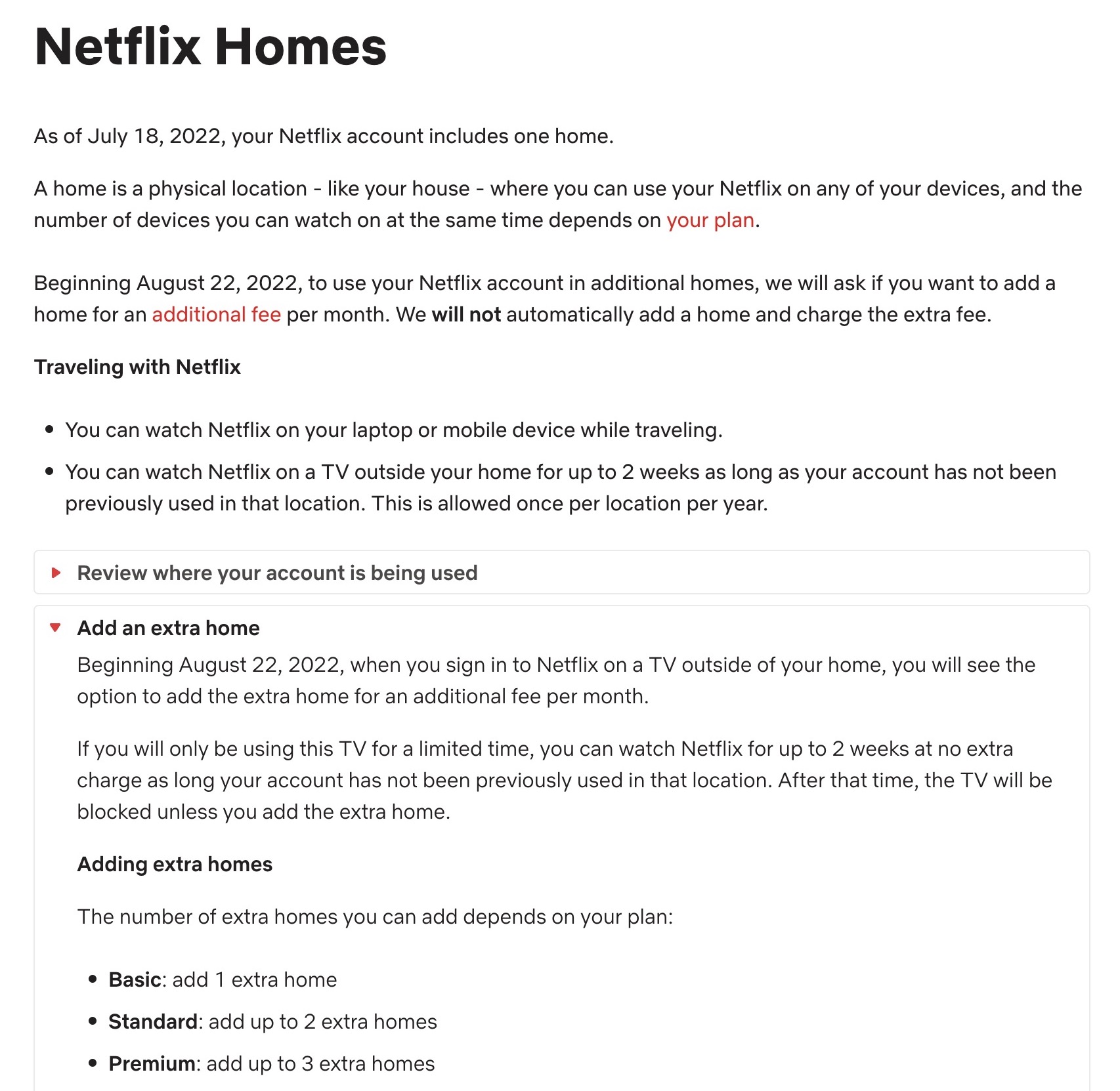 Netflix will begin charging 'extra user' fees early next year