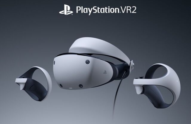The image of the PlayStation VR2 headset and controllers that Sony shared on social media when announcing the release window.