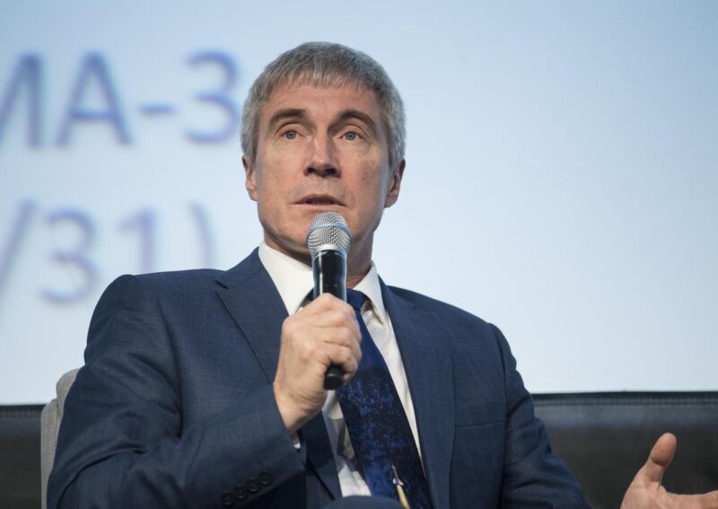 Roscosmos cosmonaut and Executive Director for Piloted Spaceflights Sergey Krikalev speaks during an astronaut panel discussion at the 70th International Astronautical Congress in 2019.